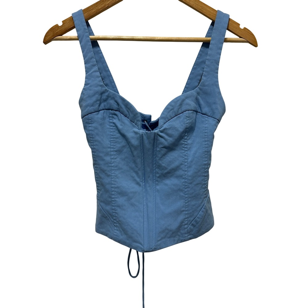 Zara Light Blue Lace Up Back Corset Top Sweetheart Neck‎ Sleeveless Bodice Small